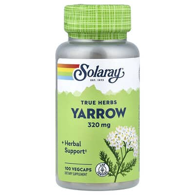 Solaray, Real Herbs, Yarrow, 320 mg, 100 Vegetarian Capsules