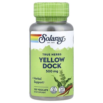 Solaray, Real Herbs, Yellow Docket, 500 mg, 100 Vegetarian Capsules