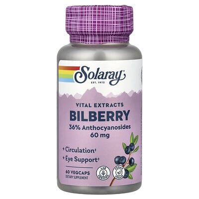 Solaray, Vital Extract, Bilberry, 60 mg, 60 Vegetarian Capsules