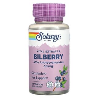 Solaray, Vital Extracts, Bilberry, 60 mg, 60 VegCaps