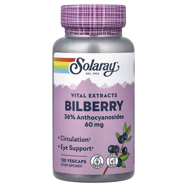 Solaray, Vital Extracts, Bilberry, 60 mg, 120 VegCaps