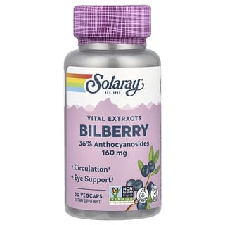 Solaray, Extratos vitais Mirtilo, 160 mg, 30 VegCaps