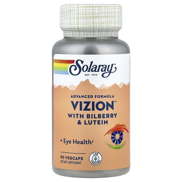 Solaray Advanced Formula Vizion™ with Bilberry & Lutein, 90 VegCaps