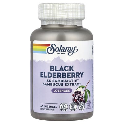 Solaray, Black Elderberry (Sambuactin™), Natural Elderberry Flavor, 60 Lozenges