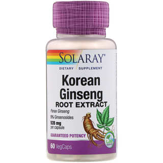 Solaray, Extrait de racine de ginseng coréen, 535 mg, 60 capsules végétariennes