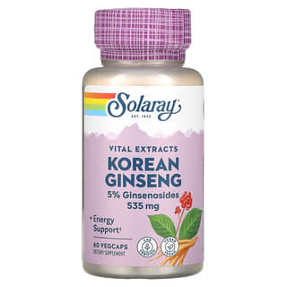 Solaray, Extrait de racine de ginseng coréen, 535 mg, 60 capsules végétariennes