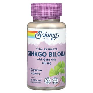 Solaray, Vital Extracts, Ginkgo biloba with Gotu Kola, 120 mg, 60 pflanzliche Kapseln