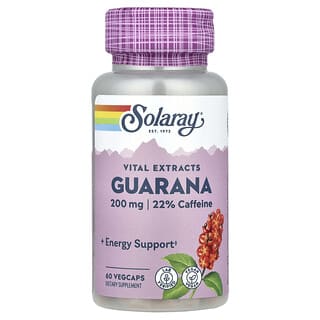 Solaray, Guarana, 200 mg, 60 kapsułek roślinnych