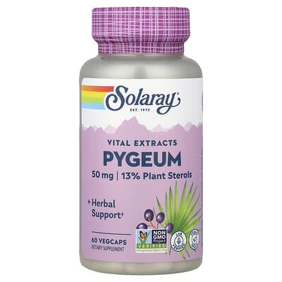 Solaray, Pygeum Bark Extract, 50 mg, 60 Vegetarian Capsules