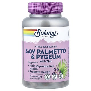 Solaray, Vital Extracts, сереноа и пигеум с цинком, 120 растительных капсул