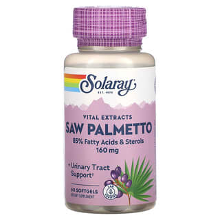 Solaray, Extratos vitais de serra de palmeira, 160 mg, 60 cápsulas softgel
