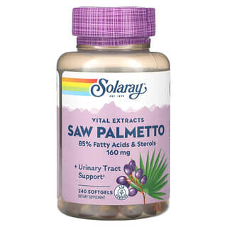 Solaray, Extractos vitales, Palma enana americana, 160 mg, 240 cápsulas blandas