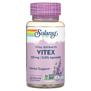 Solaray, Extracto de bayas de Vitex, 225 mg, 60 cápsulas vegetales
