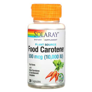 Solaray, пищевой каротин с бета-каротином и каратиноидным комплексом, 500 мкг (10 000 МЕ), 30 капсул