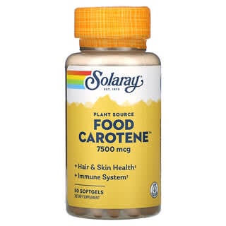 Solaray, Растительный пищевой каротин, 7500 мкг, 50 мягких таблеток