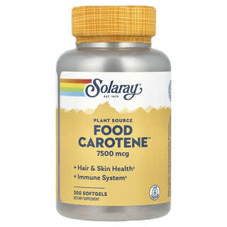 Solaray, Plant Source Food Carotene™, Plant Source Food Carotene™, 7500 mcg, 200 cápsulas blandas