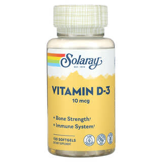 Solaray, Vitamin D-3, 10 mcg, 120 Softgels