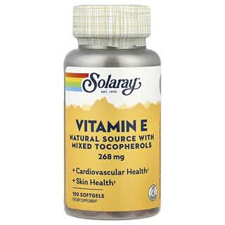 Solaray, Vitamina E, 268 mg, 100 capsule molli