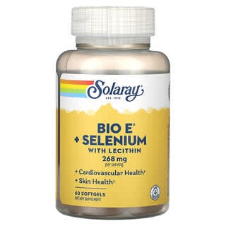 Solaray, Bio E + selen z lecytyną, 60 miękkich kapsułek