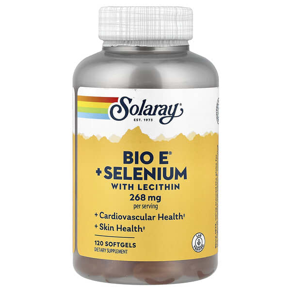 Solaray, Bio E + 硒，含卵磷脂，268 毫克，120 粒軟凝膠（每粒軟凝膠 134 毫克）
