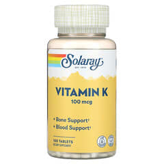Solaray, Vitamina K, 100 mcg, 100 comprimidos
