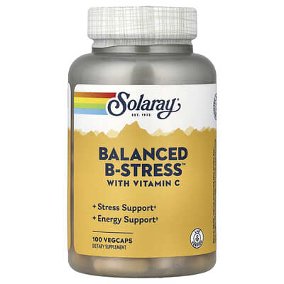 Solaray, Balanced B-Stress™ with Vitamin C, 100 Vegetarian Capsules