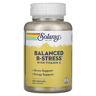Solaray, Balanced B-Stress z witaminą C, 100 kapsułek roślinnych