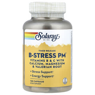 Solaray, Liberação Programada de Vitamina B-Estresse PM, 120 Cápsulas