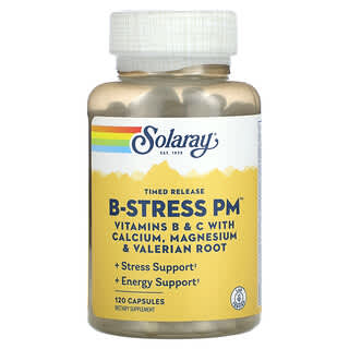 Solaray, Vitamin B-Stress PM mit zeitgesteuerter Freisetzung, 120 Kapseln