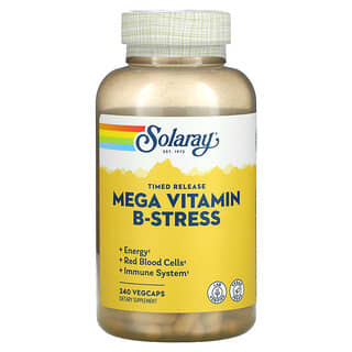 Solaray, Mega B-Stress, deux étapes, libération prolongée, 240 gélules végétariennes