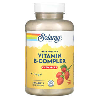 Solaray, Complexe de vitamines B à haute efficacité, Arôme naturel de fraise, 50 comprimés à croquer