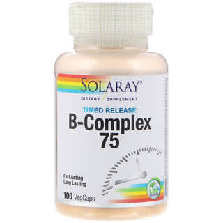 Solaray, B-Complex 75، مرحلتين، 100 كبسولة نباتية بطيئة الإطلاق