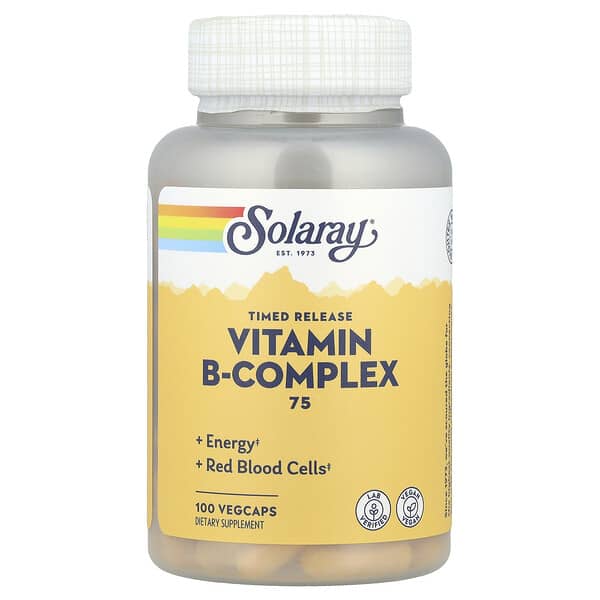 Solaray, B-Complex 75，兩個階段，定時釋放，100粒素食膠囊