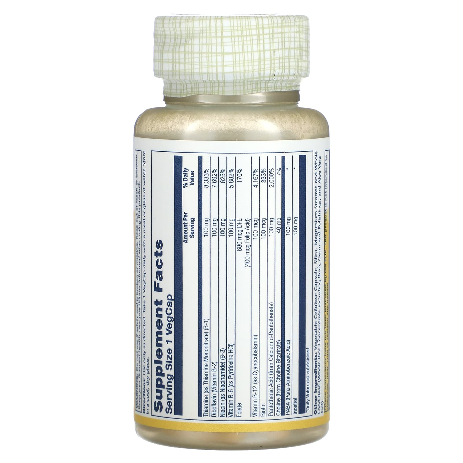 Solaray, Vitamin B-Complex 100, 50 VegCaps