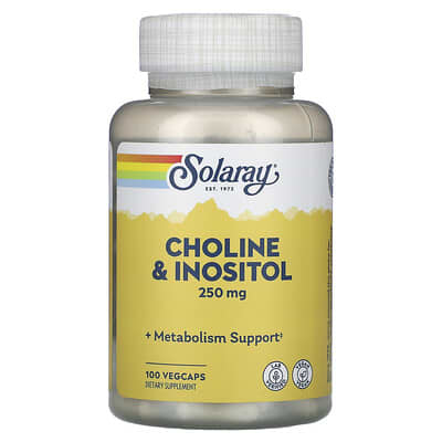 Solaray, Choline & Inositol, 250 mg, 100 Vegetarian Capsules