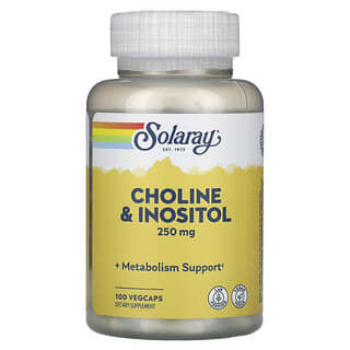 Solaray, холін та інозитол, 250 мг, 100 капсул VegCap