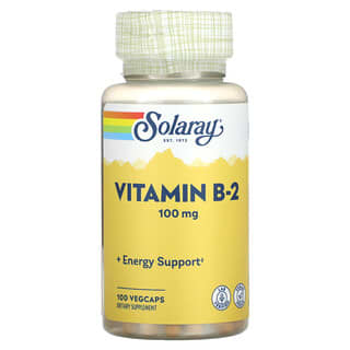 Solaray, Vitamin B-2, 100 mg, 100 VEGCAPS