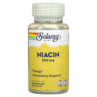 Solaray, Niacina, 500 mg, 100 cápsulas vegetales