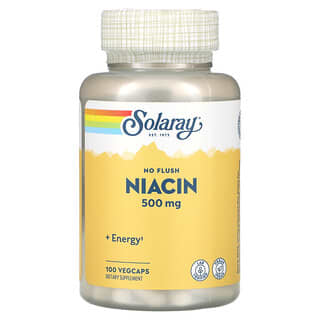 Solaray, No Flush Niacin, 500 mg, 100 capsule vegetali