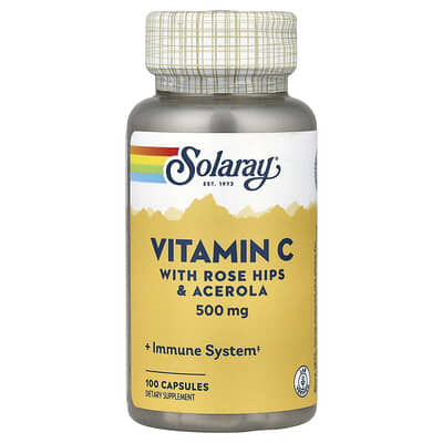 Solaray, Vitamin C with Rosehips & Acerola, 500 mg, 100 Capsules