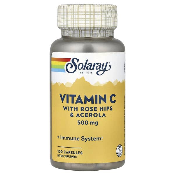 Vitamin C with Rose Hips & Acerola, 500 mg, 100 Capsules
