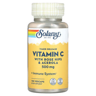 Solaray, Timed Release Vitamin C with Rose Hips & Acerola, 500 mg, 100 VegCaps