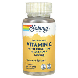 Solaray, Vitamina C de liberación prolongada, 500 mg, 100 cápsulas vegetales