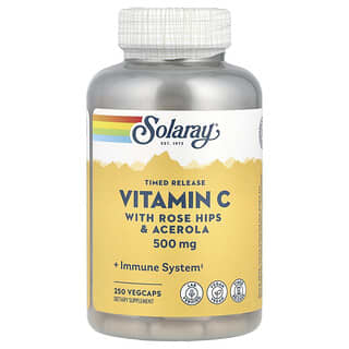 Solaray, Vitamina C de liberación programada con rosa mosqueta y acerola, 500 mg, 250 cápsulas vegetales