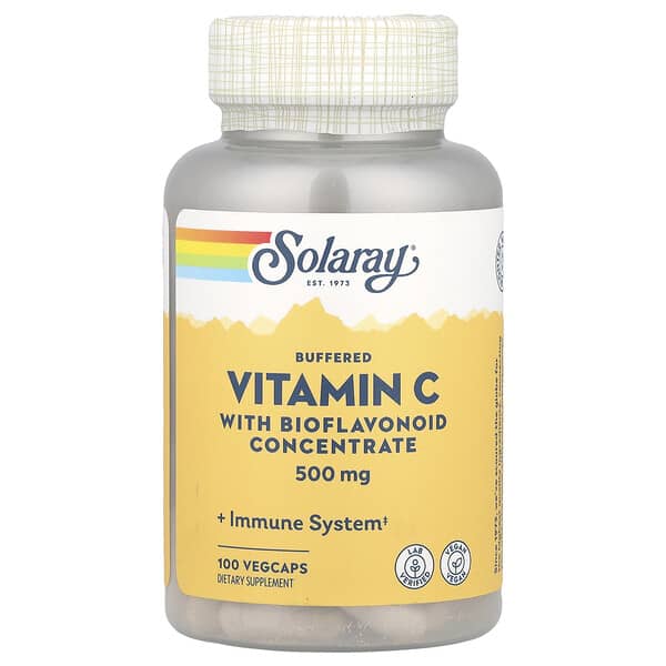 Solaray, 含濃縮生物類黃酮的緩衝維生素C，500毫克，100粒素食膠囊