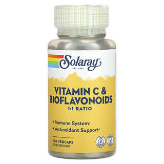 Solaray, Vitamine C et bioflavonoïdes, Ratio 1:1, 100 capsules végétales