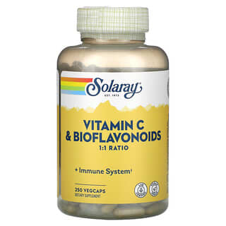 Solaray, витамин C и биофлавоноиды, 250 растительных капсул VegCap