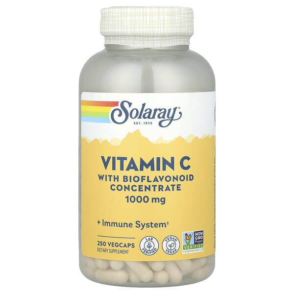 Solaray, 含濃縮生物類黃酮的維生素 C，1,000 毫克，250 片素食膠囊