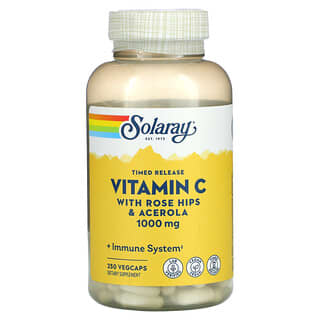 Solaray, Vitamina C de liberación prolongada con rosa mosqueta y acerola, 1000 mg, 250 cápsulas vegetales