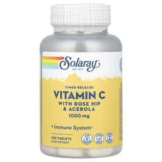 Solaray, Vitamine C à libération prolongée, À l'églantier et à l'acérola, 1000 mg, 100 comprimés